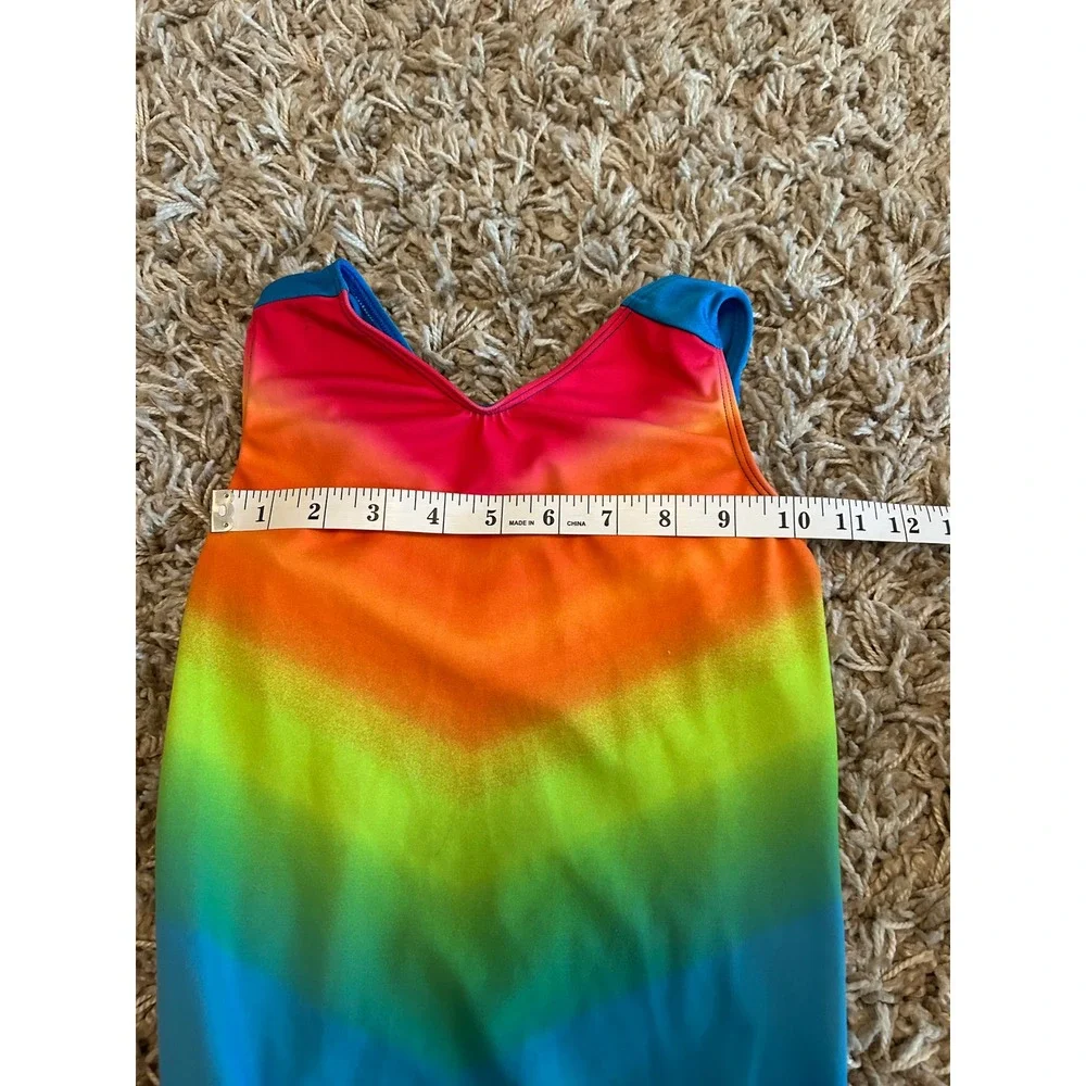 GK Elite Girls Rainbow Ombre Gymnastics Leotard Level 5 State 2021 CM Medium